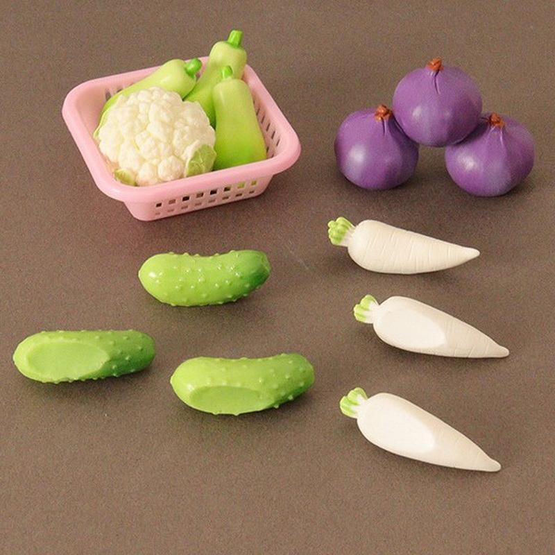 10Pcs/Set Dollhouse Simulation Vegetable Set Dollhouse Vegetables Decoration Dolls House Miniature Play Toys(no Basket)