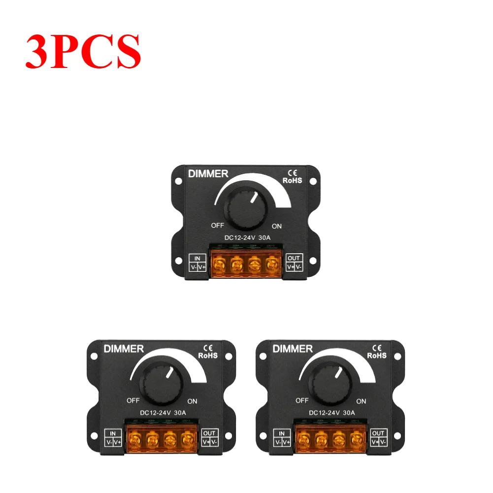 DC 12V 24V LED Dimmer Switch 30A 360W Voltage Regulator Brightness Adjustable Controller LED Strip Light Lamp PWM Dimming Dimmer