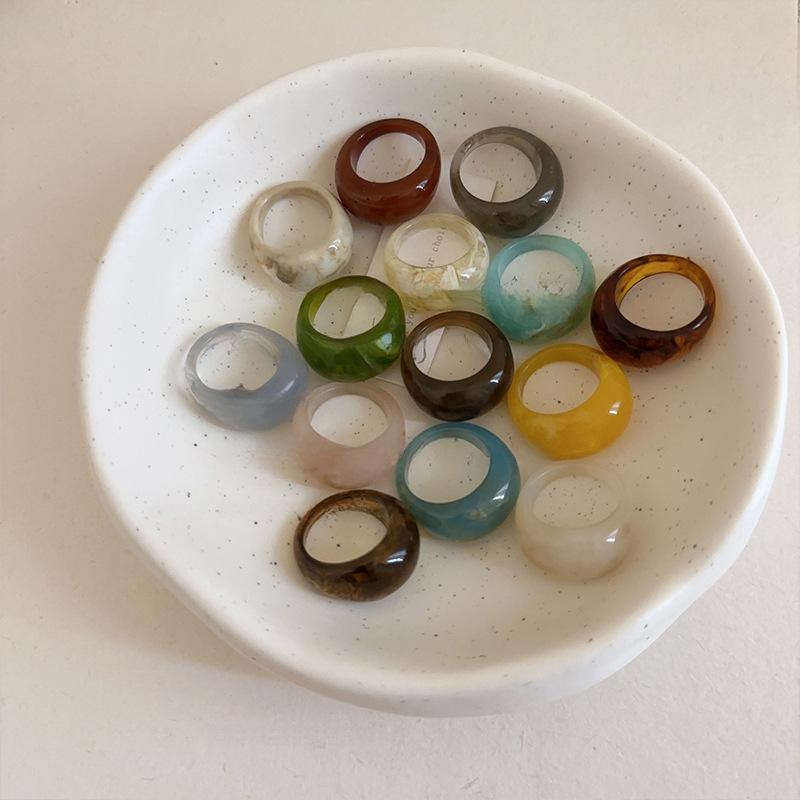 Kladdig harts geometrisk oval ring enkel och fashionabel personlig pekfingerring mångsidig nisch exklusiva smycken