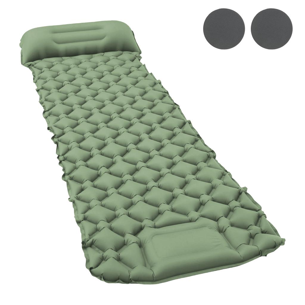 190cm Inflatable Mat Outdoor Camping Sleeping Pad Ultralight Thicken with Built-in Pillow & Pump Air Ma for Travel Hiking