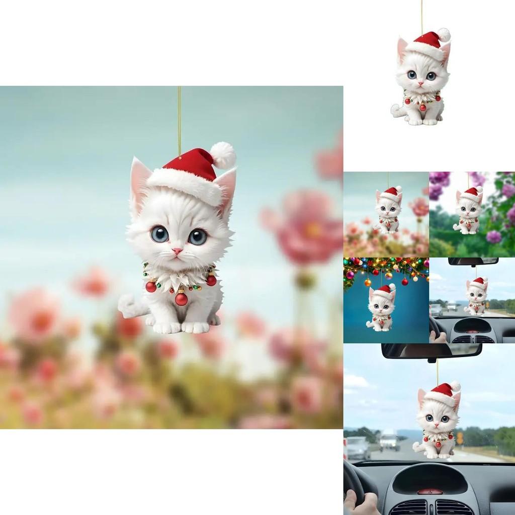 Car Interior Decor Acrylic Cartoon Cat Ornament For Festive Vehicle Styling