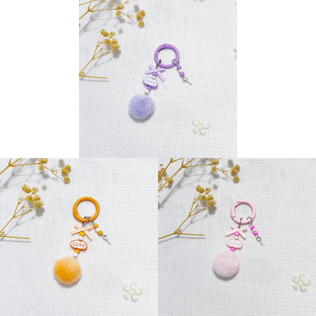 Colorful Ball Keychain With Diy Letter Beads For Bag And Phone Accessories