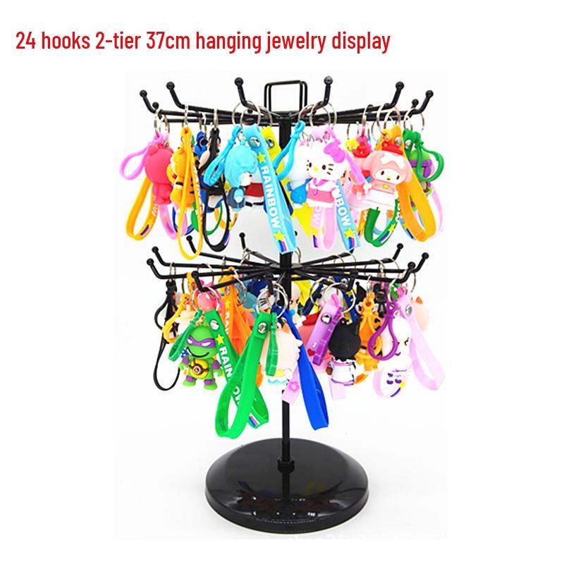 Rotating Desktop Jewelry Display Rack with Free Shipping - Keychain, Bracelet, Mobile Pendant Storage.