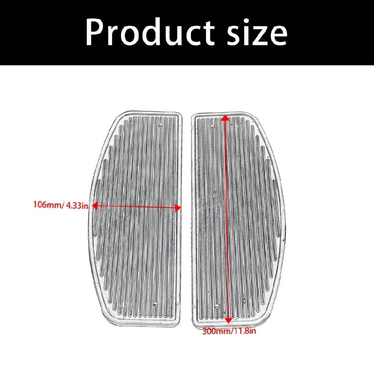 Hard Rubber Motorcycle Floorboard Insert Pair, Ribbed Front Replacement Pads, D-Shape Black Set, Left Right Pads, 30cm/11.8inch x 10.5cm/4.1inch