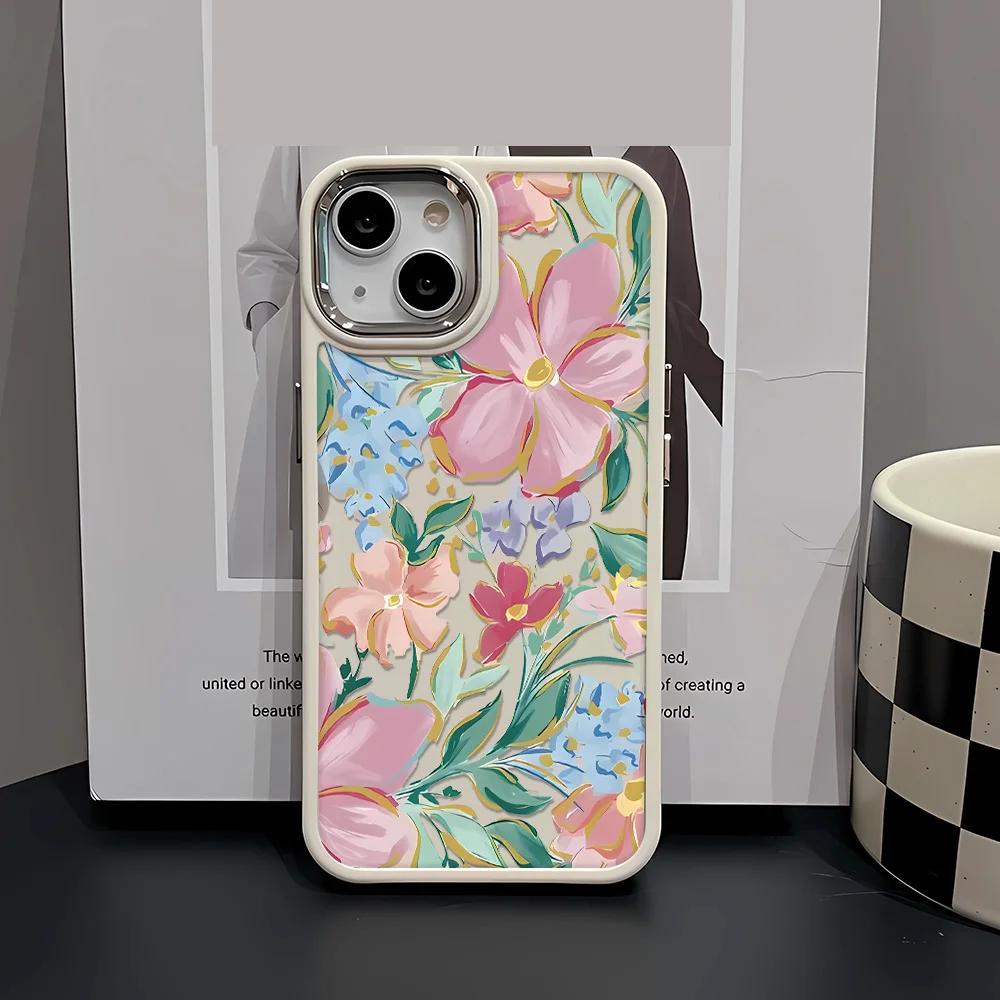 INS Fashion Advanced Flowers For iPhone 16 15 14 11 12 13 ProMax XS XR 8 7 Plus Case Cover 16 Pro Max Case