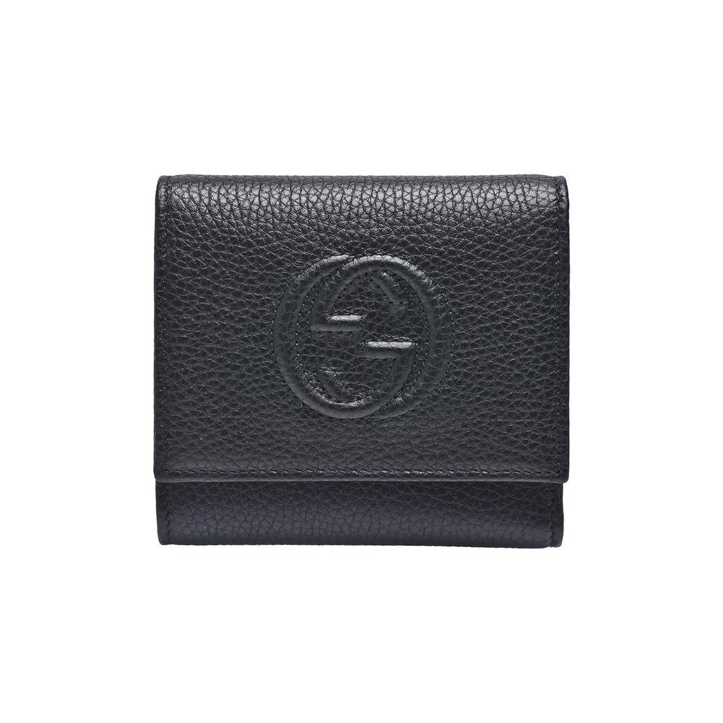 Gucci Classic Logo Litchi Grain Leather Wallet Women wallet Black 598207-A7M0G-1000