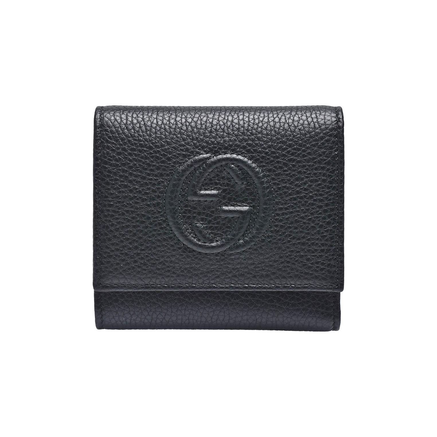 

Gucci Classic Logo Litchi Grain Leather Wallet Women wallet Black 598207-A7M0G-1000 Basic Set (Bag+Dust Bag)