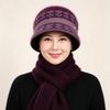 Autumn and Winter Hat Women's Fashion Bucket Hat Middle-aged and Elderly Mother Basin Hat Plush Warm Wool Hat Old Lady Knitted Hat