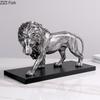 Creative Silver Lion Statue Desk Decoration Modern Crafts Lion Ornaments Minimalist Animal Resin Sculpture Room Aesthetic Decor