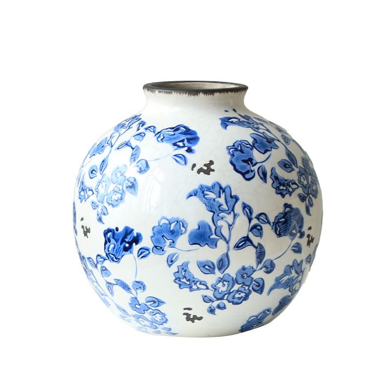 Ceramic Vase Blue and White Porcelain Gourd-shaped Teapot Flower Vase Flower Arrangement Accessories Chinese-style Retro Bottle