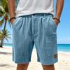 Men Corduroy Shorts Relaxed Fit Elastic Waistband Casual Drawstring Shorts with Pockets Button Closure Design for Everyday Wear