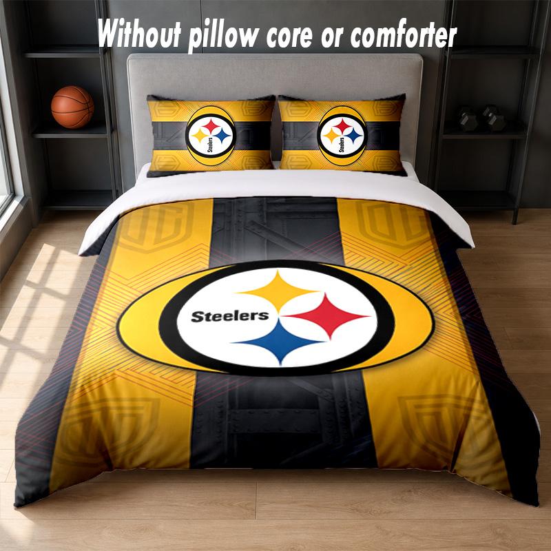 Pittsburgh Steelers Design Bed Bedding Set 1 Duvet Cover + 2 Pillowcases Soft Breathable Household Bed Linens