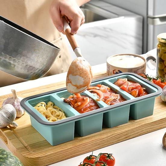 Silikon-Snackbehälter mit versiegeltem Deckel 2/3/4 Fächer Gewürzbox Hoch-/Niedrigtemperaturbeständig Unterteilter Lebensmittelbehälter für Schule Reise