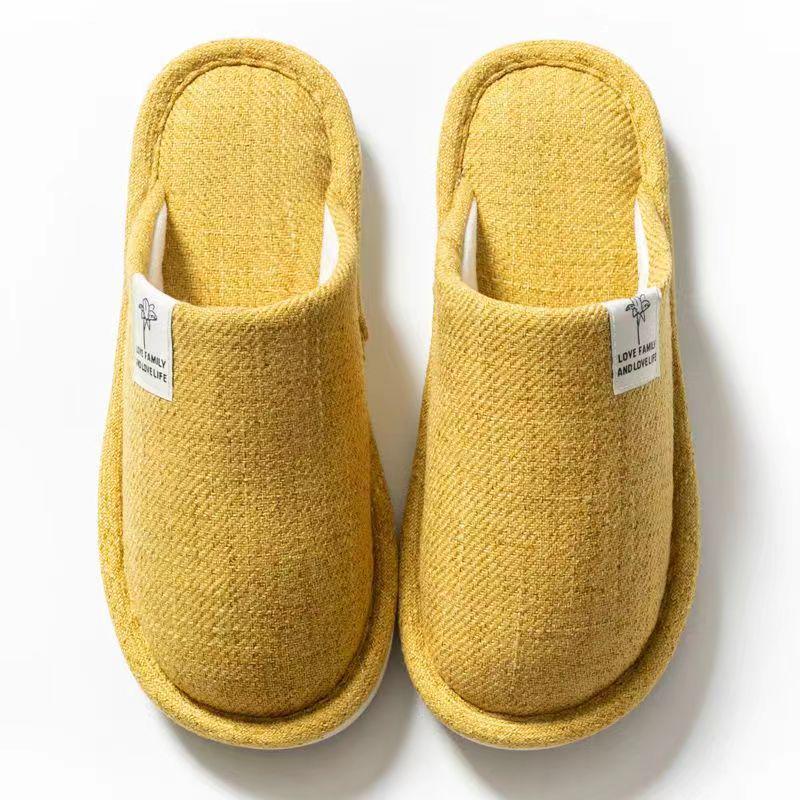 Winter Warm Linen Slippers - Soft, Non-slip, Closed Toe for Men & Women
