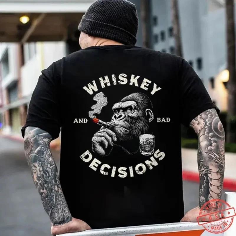 WHISKEY AND BAD DECISIONS Chimpanzee Black Print T-shirt XL