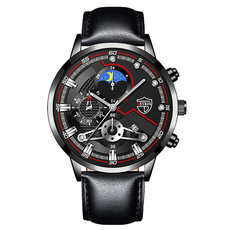 Fashion Mens Watches for Men Business Black Leather Quartz Wristwatch Calendar Male Luxury Casual Sports Bracelet Luminous Clock