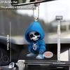A Stylish 2D Skull Pendant with A Blue Hoodie Design, Suitable for Car Rearview Mirrors, Bags, and Home Decor