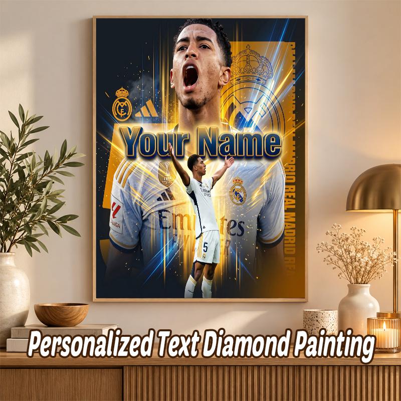 Jude Bellingham Custom Name Text 5D Diamond Painting Kit DIY Full Drill Diamond Art Decoration