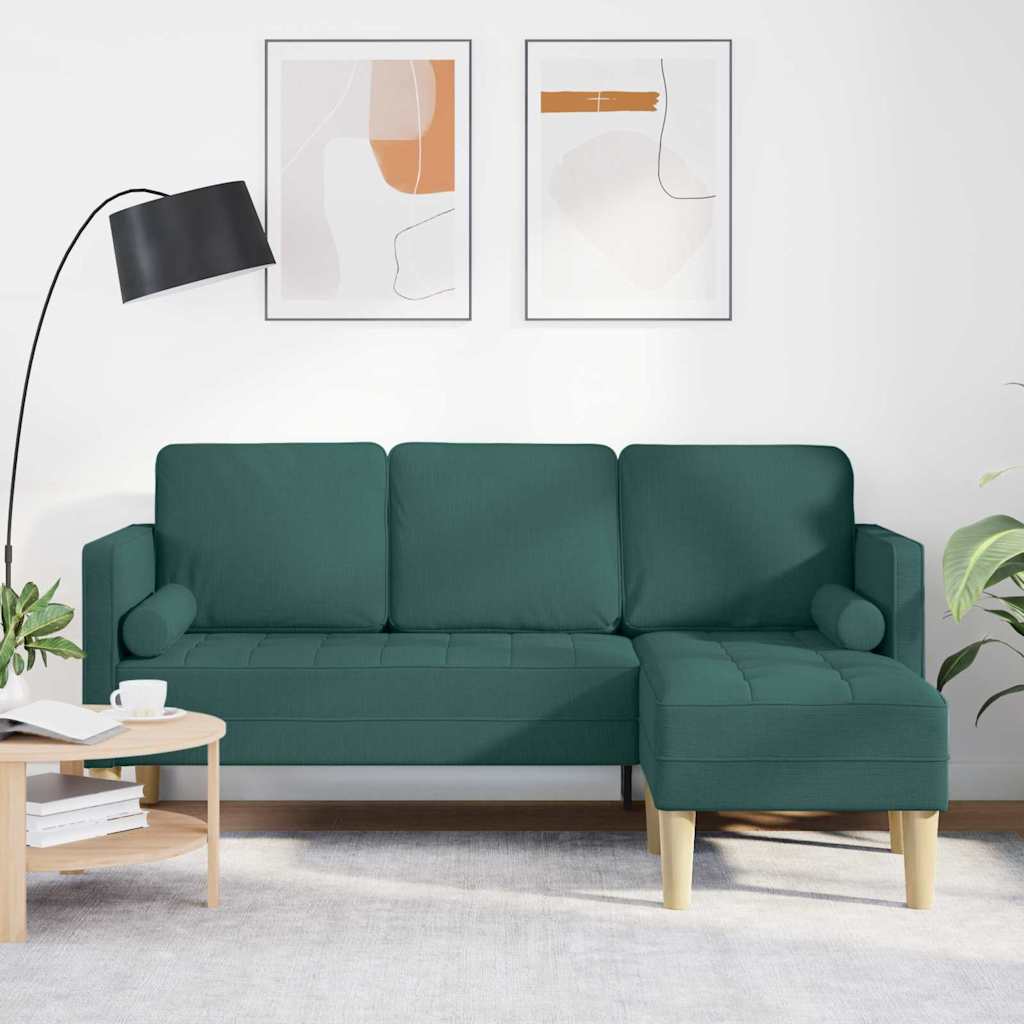 Sofa Set with Cushions Dark Green Polyester