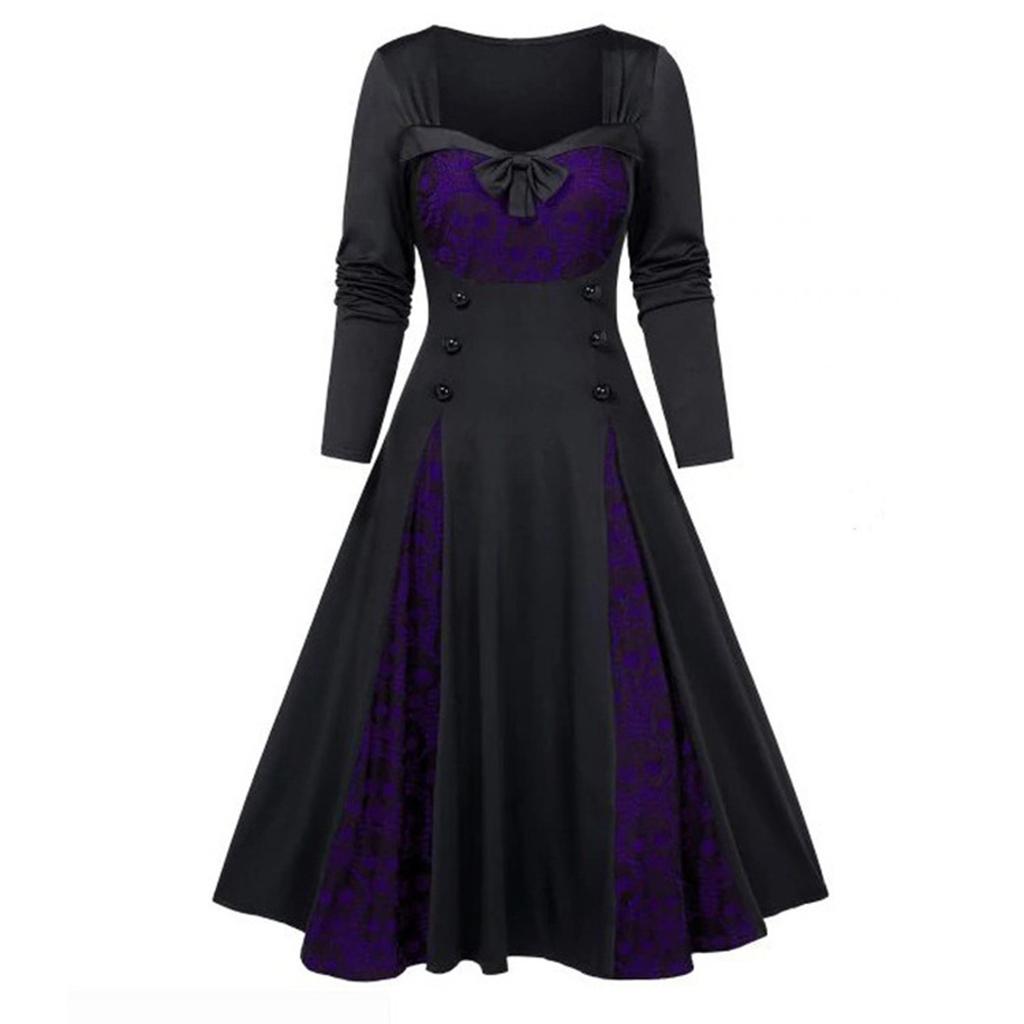 Women Bow-knot Dresses With Elegant Temperament And Long-sleeved Dresses