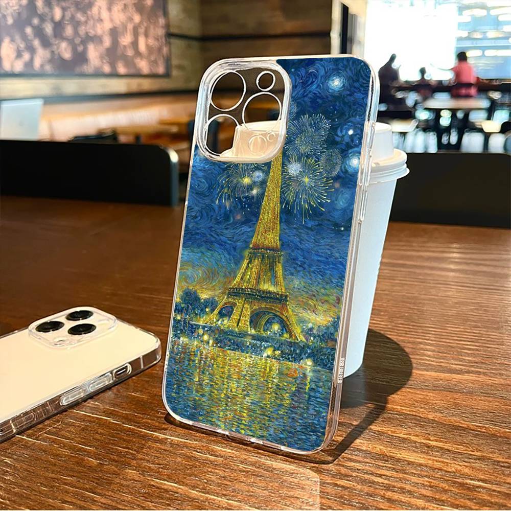 Oil Painting In the Style of Van Gogh Phone Case For iPhone17,16,15,14,13,12,11 Plus,Pro Max Soft Transparent Cover