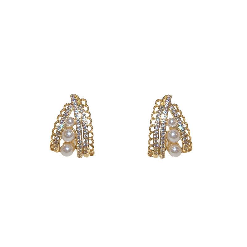 Vintage Niche Light Luxury Lace Water Droplet Earrings 1 pair