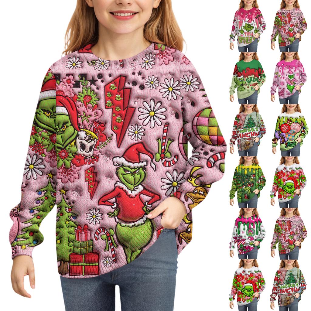 Christmas Day Sweatshirts For Children Boys And Girls Knit Sweater Cute Shirt Fall Crewneck Pullover Tops