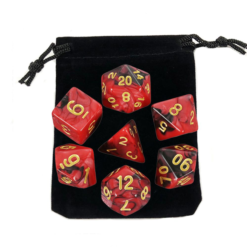 7pcs Dice with Bag DnD D4,d6,d8,d10,d%,d12,d20 Polyhedral Board Game Pieces RPG