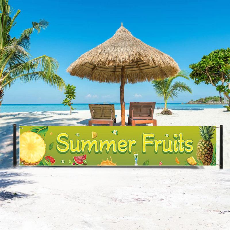 Summer Fence Banner Holiday Party Banner Backdrop Yard Indoor Outdoor Decoration Photo Booth Background For Tropical Tiki Themed