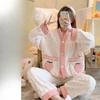 Pijama feminino de outono e inverno morango terno engrossado quente coral fleece bolso coral fleece serviço doméstico