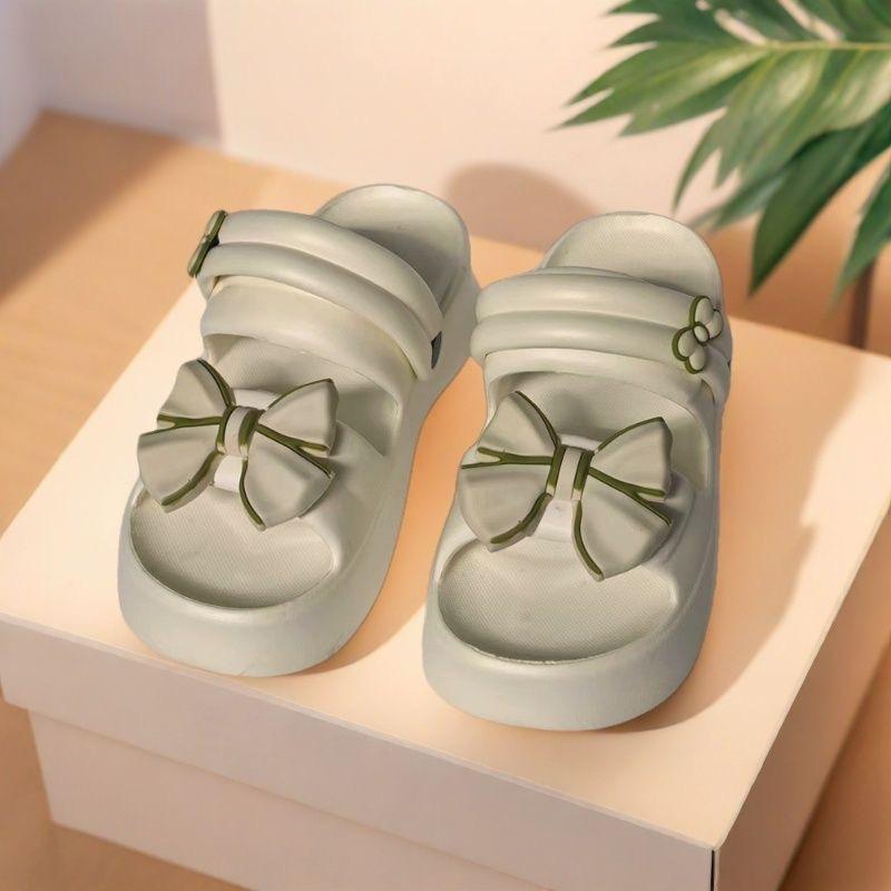 

Thick-soled Sandals with Super Light Wear-resistant Sponge Soles and Fashionable Bow Beach Shoes Two-wear Sandals Indoor 40-41