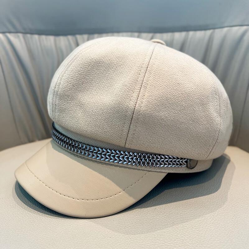 Женская ретро шерстяная кепка-газетчик с металлической цепочкой M