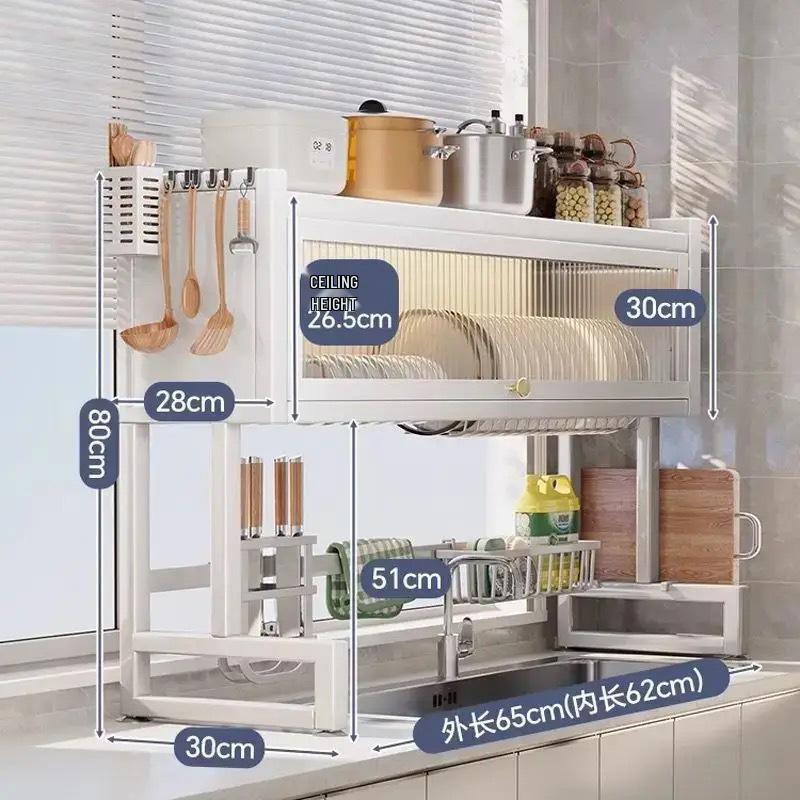 Двухъярусная пылезащитная кухонная стойка для хранения тарелок и мисок для столешницы у раковины 4670₽