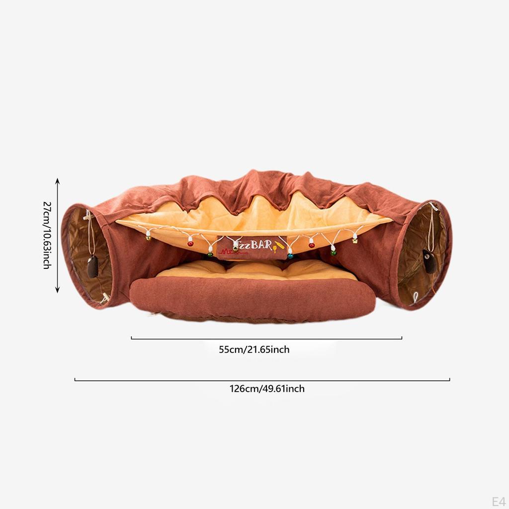 2 In 1 Cat Tunnel Bed Activity Center with Removable Washable Mat for Outdoor