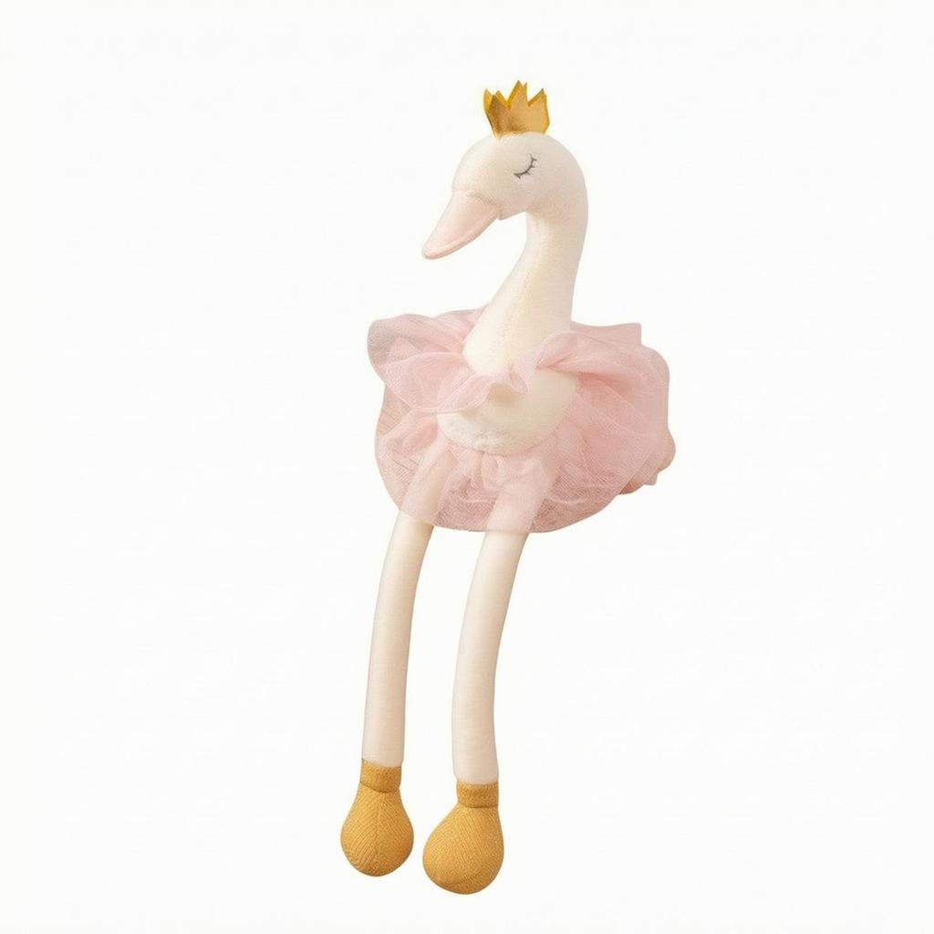Swan Stuffed Animal with Tulle Skirt Soft Crowned Toy Child-Safe