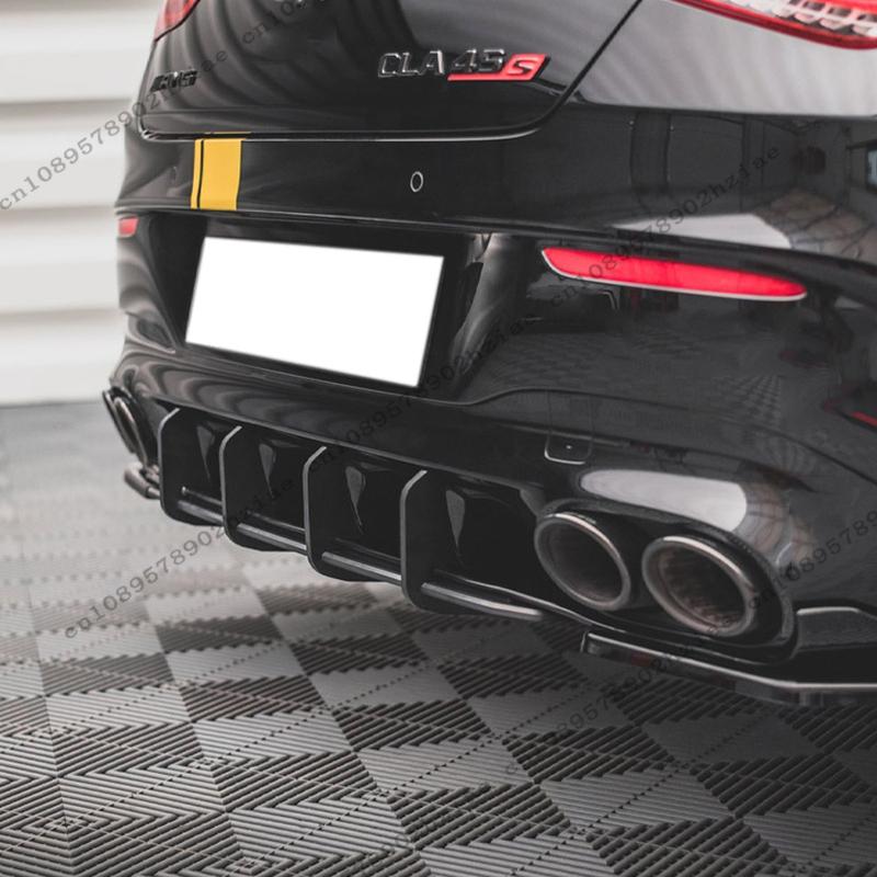 Diffusore Posteriore Stile Maxton Per Mercedes Classe CLA C118 CLA35 CLA45 AMG 2019-2024 Splitter Flusso d'Aria Posteriori Nero Lucido Accessori