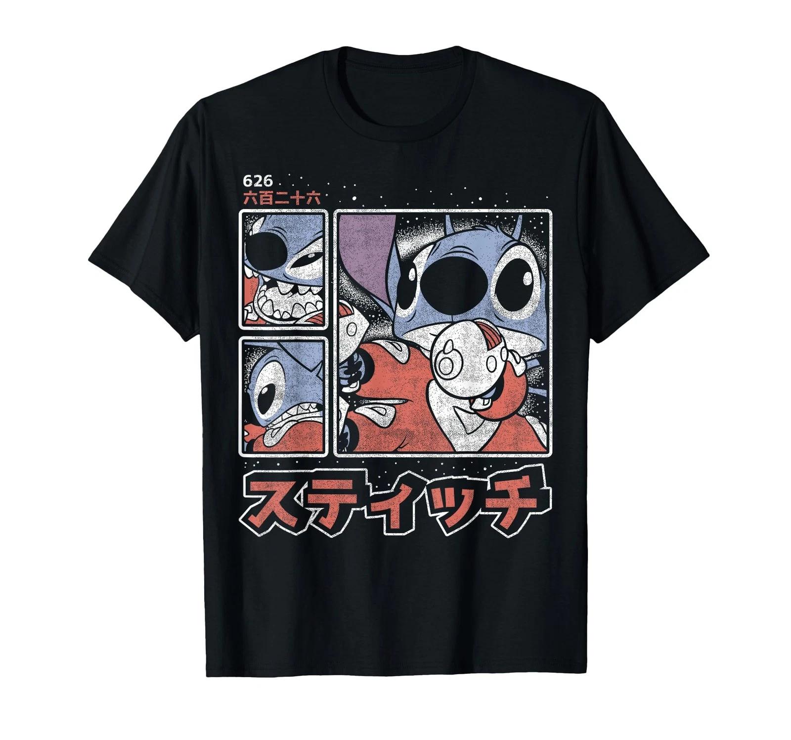 Disney Lilo & Stitch 626 Stitch Day Kanji Panels T-Shirt Black 2XL