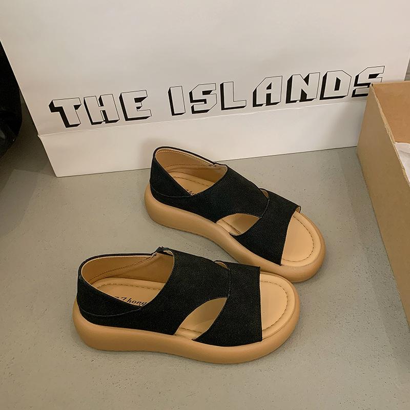 Muffin Platform Shoes Sandals Women's Summer Wear 2025 New Versatile Two-wear Slippers Flat-soled Soft-soled Beach Shoes