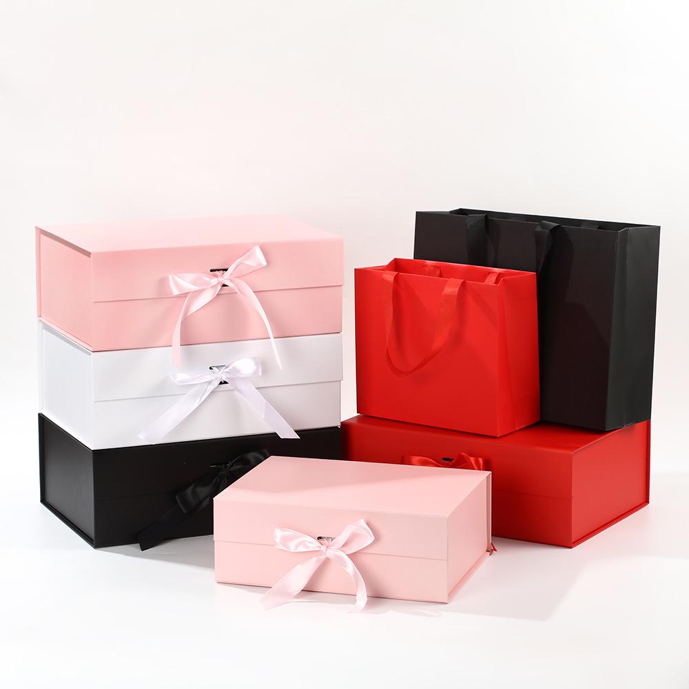Elegant Magnetic Closure Foldable Gift Box with Bow - High-End Festival Packaging