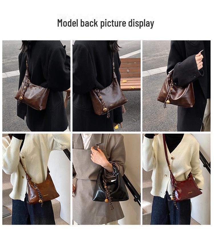 2025 Retro-Knödeltasche aus weichem Leder: Modische Umhängetasche für Damen im Herbststil.