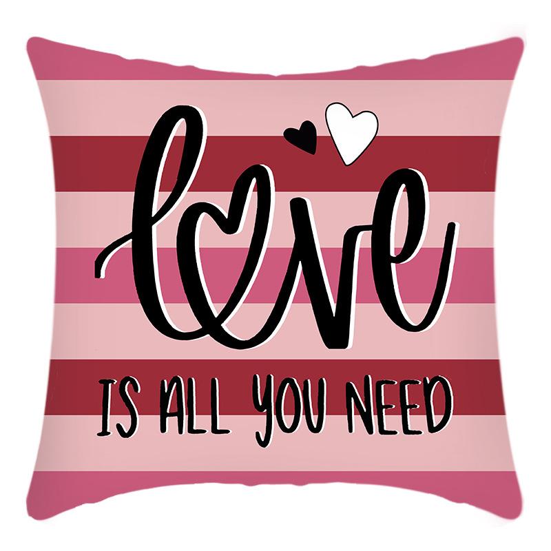 New Valentine's Day Pillow Cover Love Letters Linen Print Home Living Room Cushion Cover