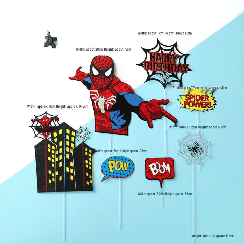 Spider-Man Cake Figurine, Cartoon Toy Baking Accessory for Boys' Birthday Desserts