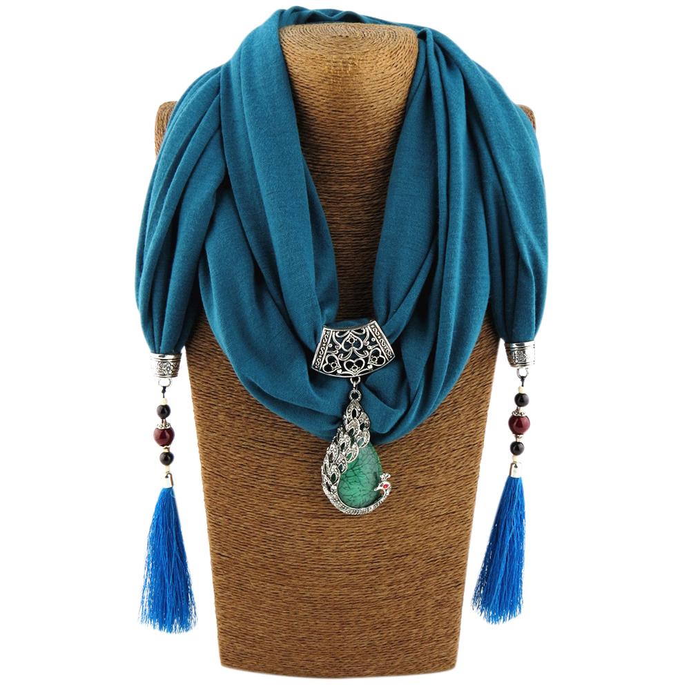 Fashion Elegant Women Long Scarf Retro National Style Tassel Pendant Scarf Christmas Gifts Solid Color