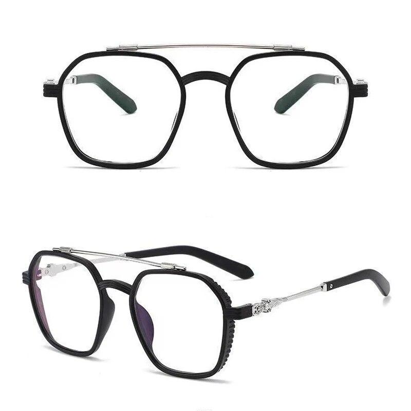 Double Beam Anti Blue Light Myopia Glasses Diopter -0.5 -1.0 To -6.0 Retro Square Frame Nearsighted Eyeglasses Women Men Unisex