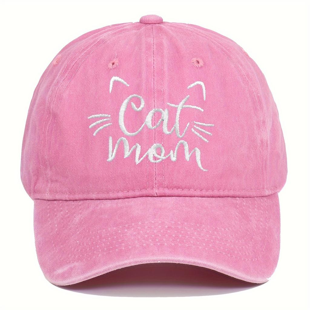 Vintage Embroidery Cat Mom Baseball Cap Women Adjustable Outdoor Sunscreen Sun Hat Classic Washed Cotton Duck Tongue Hats Gorras