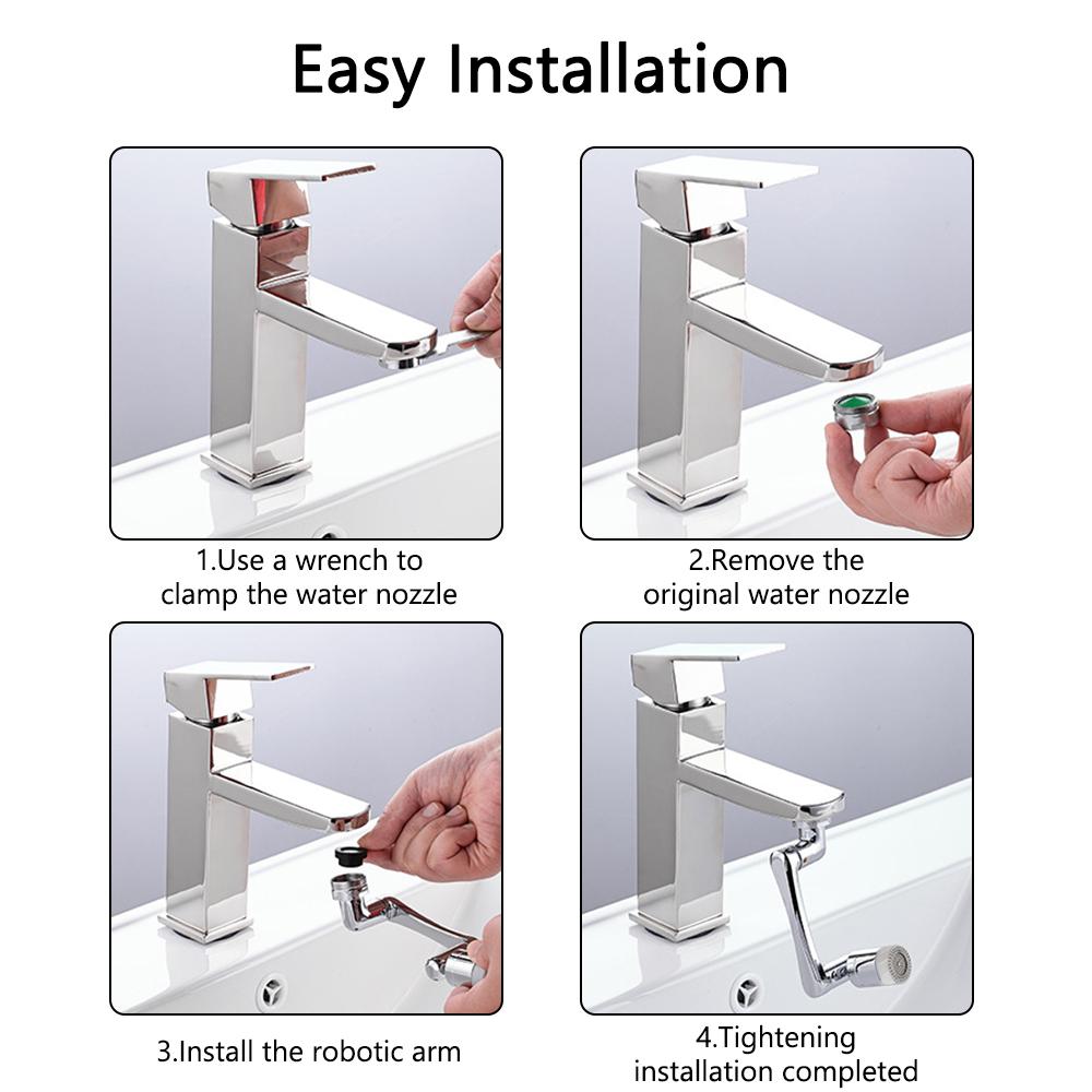 Einstellbarer Wasserfilter-Sprudeldusche mit zwei Modi, 1440° drehbar, Wasserhahn-Adapterverlängerung, 24 mm Außendurchmesser, drehbarer Wasserhahn, 20 mm/22 mm Innendurchmesser