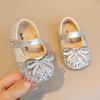 Baby Girls Princess Shoes Round Toes Shiny Sequins Kids Flats Non-slip Soft Sole 2025 New Baby Walking Shoes Sweet Bows Trendy