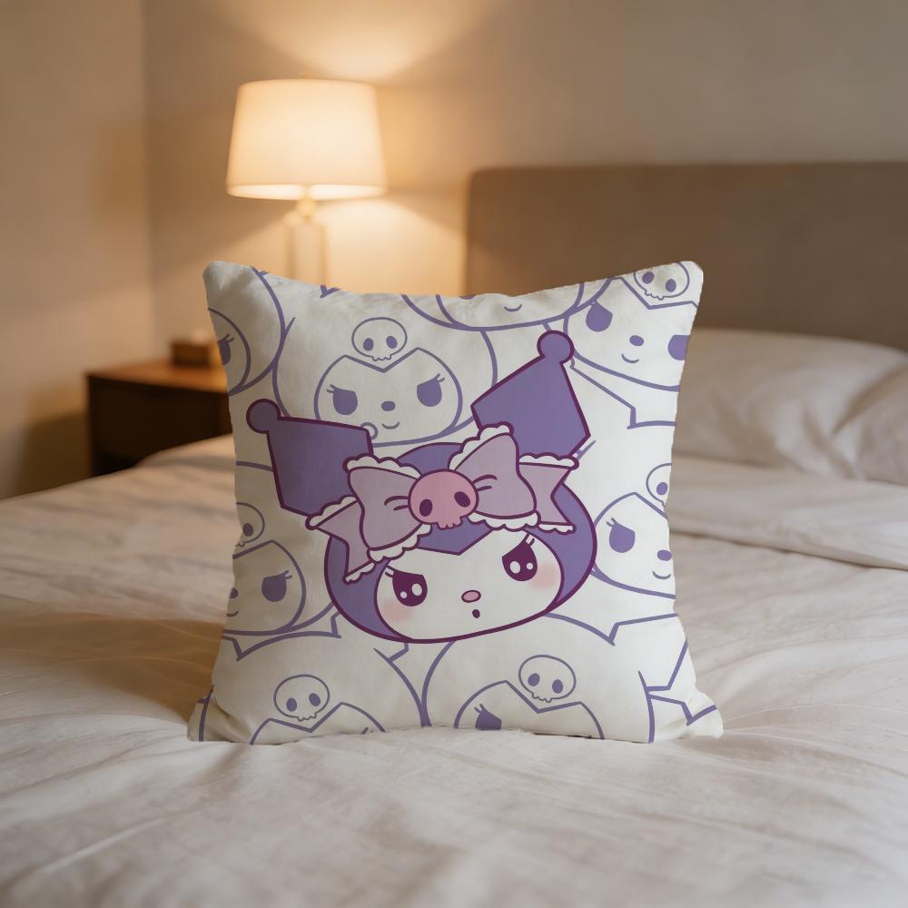 K-kuromi-i Cute Cartoon Cushion Cover For Pillow Printing Sofa Decoration Home Car Room Coffee Shop Office Nordic Simplicity