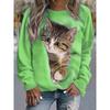 Fashionable Women's Cute Cat Pattern Sports Shirt 3D Printed Round Neck Long Sleeved Top Women's Clothing Street Wear Autumn Pullover