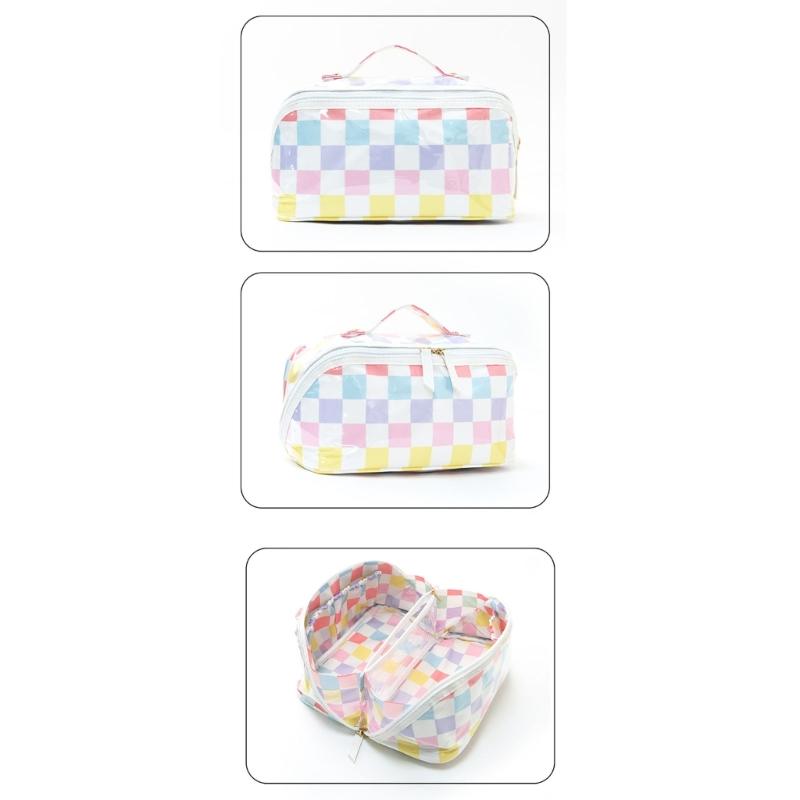 Clear PVC Makeup Case with Carry Handle, Top Closure Toiletry Bag for Bathroom Counter, Daily Packing, Home Use